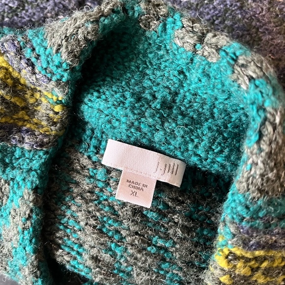 J. Jill -  Mixed Textures Pattern Sweater Jacket Long Wool Cardigan Topper - XL - Picture 5 of 12